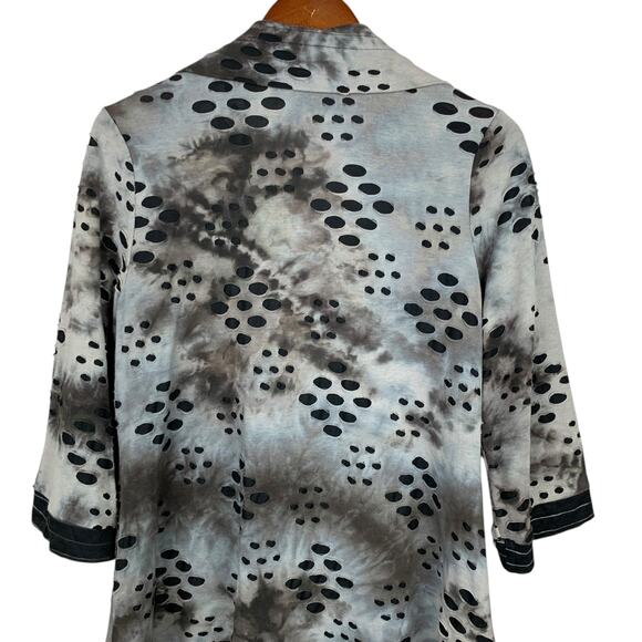 Feratelli Jacket Grey Black Button Front Top 3/4 Sleeve Women's S Artsy Boho - Picture 8 of 11